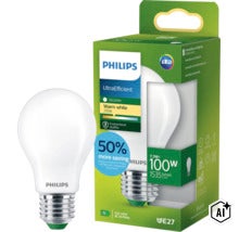 Philips LED Lampe E27 7.3 Watt 1535 Lumen warmweiß 2700 Kelvin in Verpackung (Image AI modified or generated)