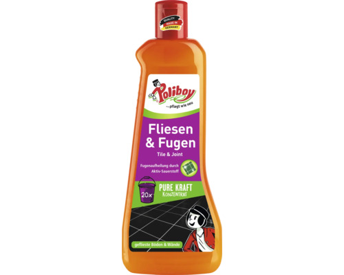 Poliboy Fliesen und Fugen Reiniger Konzentrat in der Flasche zur Reinigung von gefliesten Boden und Wandflaechen