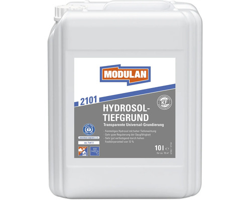 Modulan Hydrosol Tiefgrund 2101 im 10 Liter Kanister als transparente Universal Grundierung für Wand und Fassade