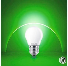 Philips LED Lampe mit E27 Sockel und milchigem Glaskolben (Image AI modified or generated)