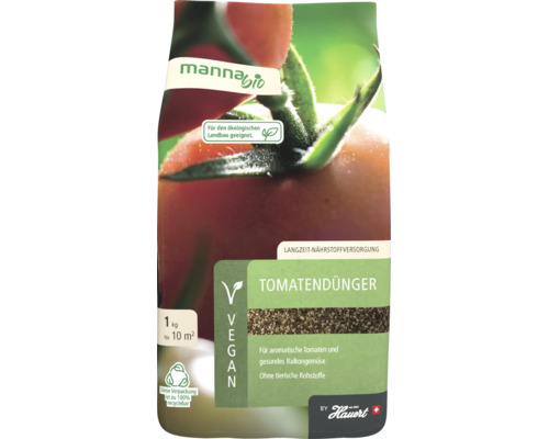 mannabio Tomatendünger, 1 kg veganer Bio-Dünger für Tomaten und Balkongemüse, geeignet für den ökologischen Landbau.