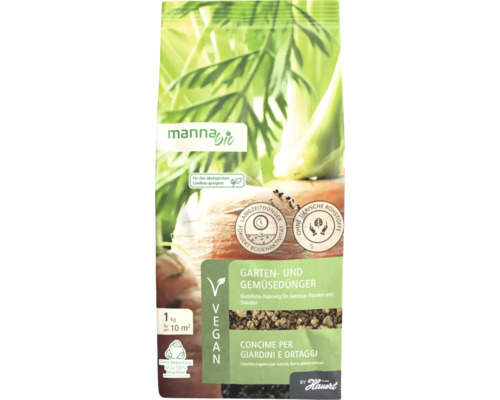 Manna Bio Garten- und Gemüsedünger 1 kg veganer Langzeitdünger für Gemüse Blumen und Stauden