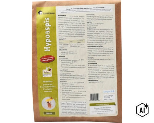 Biohelp Raubmilben Hypoaspis zur biologischen Bekämpfung von Thripsen, Trauermückenlarven und Wurzelgallen-Nematoden, 5000 Stück. (Image AI modified or generated)