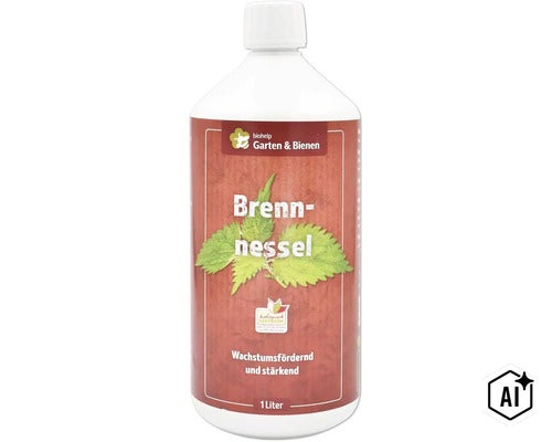 Biohelp Brennnessel Extrakt 1 Liter Flasche für gesundes Pflanzenwachstum und Stärkung im Garten (Image AI modified or generated)