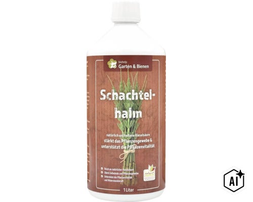 Biohelp Schachtelhalm Pflanzenstärkungsmittel 1 Liter zur Stärkung von Zellwänden und zur Förderung der Widerstandskraft von Pflanzen. (Image AI modified or generated)