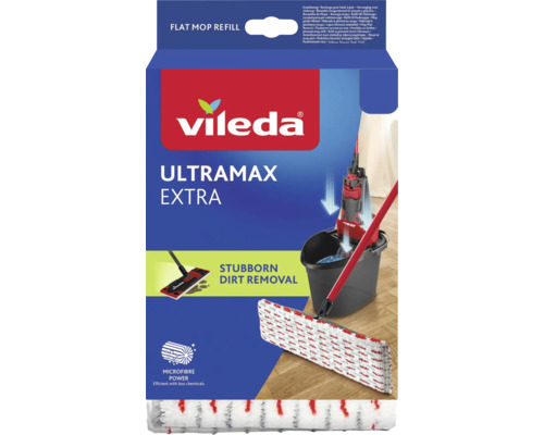 Vileda Ultramax Extra Ersatzbezug für Flachmopp aus Mikrofaser zur Reinigung von hartnäckigem Schmutz.