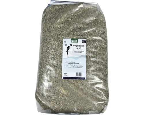 Sina grober Vogelsand mit Muschelkalk und Anisöl für Vögel, 25 Kilogramm Packung.