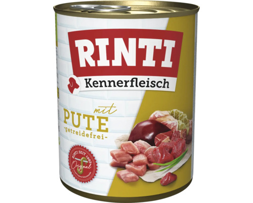 Rinti Kennerfleisch Nassfutter für Hunde mit Pute, getreidefrei, in der Konservendose
