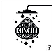 Grafik einer Dusche mit wassersparendem Spruchmotiv für Badaccessoires (Image AI modified or generated)