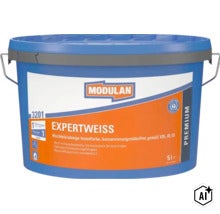 Modulan Expertweiss Hochleistungs-Innenfarbe 5 Liter im Eimer für Wände und Decken. (Image AI modified or generated)