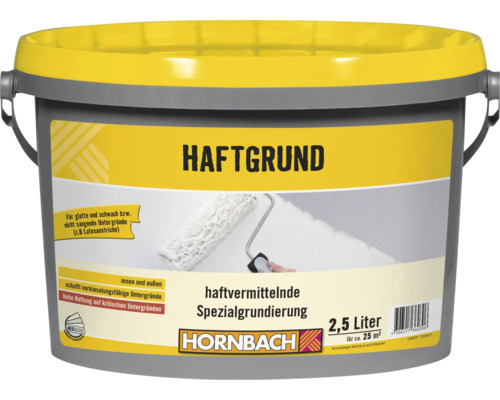Eimer Hornbach Haftgrund Spezialgrundierung für glatte und nicht saugende Untergründe, 2,5 Liter Gebinde für Innen und Außen.