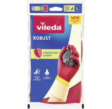 Vileda Robust Haushaltshandschuhe Größe L aus Naturlatex und Neopren mit drei Schutzschichten für mehr Komfort und Griffigkeit