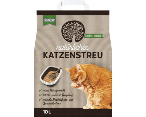 TopCAT natürliches Katzenstreu aus Holzpellets, 10 Liter Beutel für Katzenhygiene.