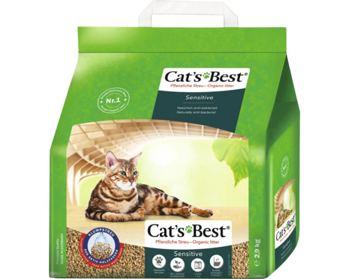 Cats Best Sensitive pflanzliche Katzenstreu aus aktiven Holzfasern fuer empfindliche Katzen 2,9 Kilogramm