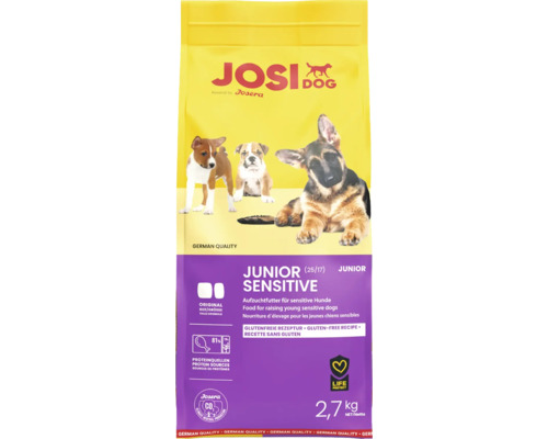 JosiDog Junior Sensitive Trockenfutter für junge Hunde in der 2,7 Kilogramm Verpackung.
