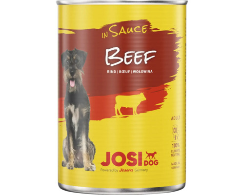 Dose JosiDog Nassfutter für Hunde mit Rind in Soße für ausgewachsene Hunde aus klimaneutraler Produktion