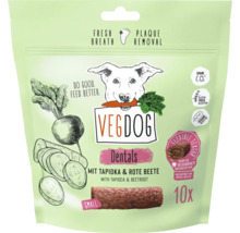 VEGDOG Dentals mit Tapioka und Rote Bete, vegetarische Hundekausnacks zur Zahnpflege, kleine Größe, 10 Stück.