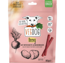 VEGDOG Beevy Hundesnack mit Roter Beete und Buchenholz Rauch, veganer Belohnungssnack, 80 Gramm Packung.