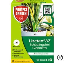 Protect Garden Lizetan AZ Pflanzenschutzmittel gegen Trauermücken als Gießmittel mit Neem Extrakt für bis zu sechs Liter Anwendung. (Image AI modified or generated)