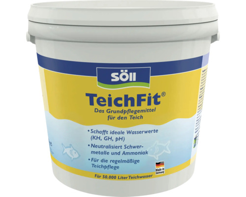 Söll TeichFit Grundpflegemittel für Teiche zur Stabilisierung der Wasserwerte für 50.000 Liter Teichwasser im Eimer.