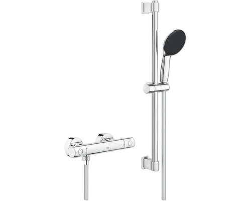 Grohe Duschsystem mit Thermostatarmatur, Brausestange und Handbrause