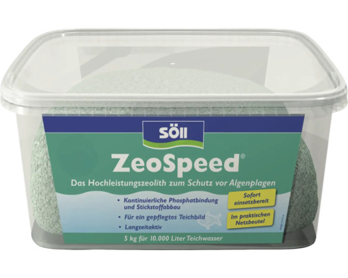 Söll ZeoSpeed Hochleistungszeolith zur Algenbekämpfung im Teich, 5 Kilogramm im Netzbeutel für 10.000 Liter Teichwasser.
