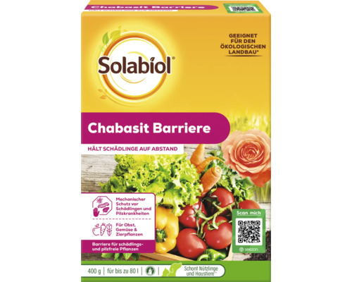 Solabiol Chabasit Barriere zur mechanischen Abwehr von Schädlingen und Pilzkrankheiten für Obst, Gemüse und Zierpflanzen, 400 Gramm Packung.