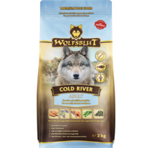Wolfsblut Cold River Trockenfutter für erwachsene Hunde, Forelle mit Süßkartoffeln, getreidefrei, 2 Kilogramm Packung.
