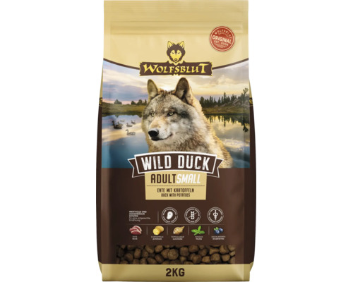 Wolfsblut Wild Duck Adult Small Hundetrockenfutter mit Ente und Kartoffeln, 2 Kilogramm Packung