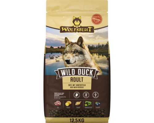 Wolfsblut Wild Duck Adult Hundefutter mit Ente und Kartoffeln im 12,5 Kilogramm Beutel