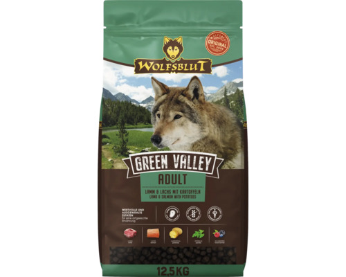 Wolfsblut Green Valley Adult Trockenfutter für Hunde mit Lamm Lachs und Kartoffeln 12,5 Kilogramm Beutel