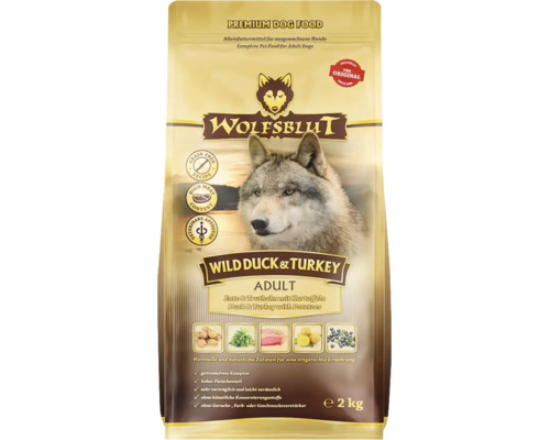 Wolfsblut Adult Wild Duck und Turkey Hundefutter 2 Kilogramm Packung getreidefrei