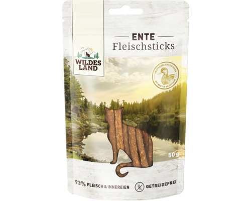 Wildes Land Katzenfutter Ente Fleischsticks 50 Gramm getreidefrei