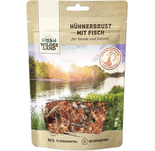 Wildes Land Huehnerbrust mit Fisch Hundesnack und Katzensnack 70 Gramm getreidefrei