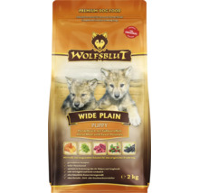 Wolfsblut Wide Plain Puppy Trockenfutter mit Pferdefleisch und Süßkartoffeln, getreidefrei, 2 kg Beutel für heranwachsende Hunde.