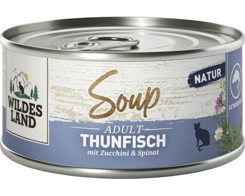 Wildes Land Katzensuppe Adult Thunfisch mit Zucchini und Spinat in der Dose