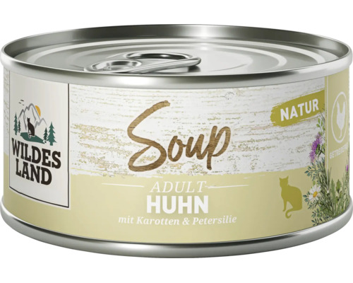 Wildes Land Katzensuppe Adult Huhn mit Karotten und Petersilie Dose 85 Gramm
