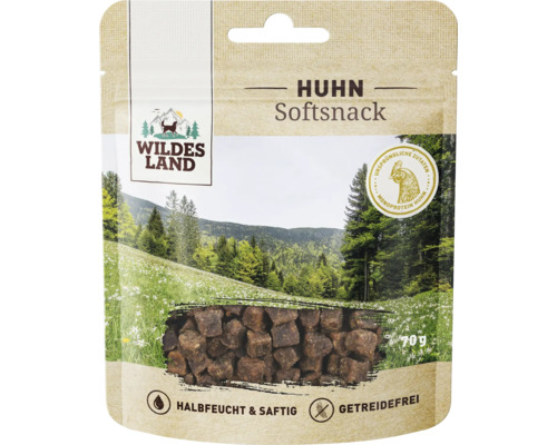 Wildes Land Softsnack Huhn Hundeleckerli 70 Gramm Beutel getreidefrei