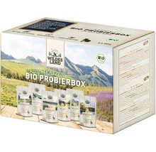 Wildes Land Katzen Bio Probierbox mit sechs Portionsbeuteln Nassfutter in Bio Qualität für Katzen