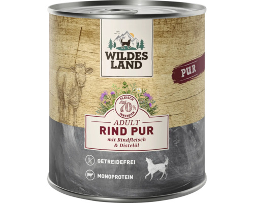 Wildes Land Adult Rind Pur Hundenahrung in der Dose mit 70 Prozent Fleisch und Innereien, getreidefrei und Monoprotein