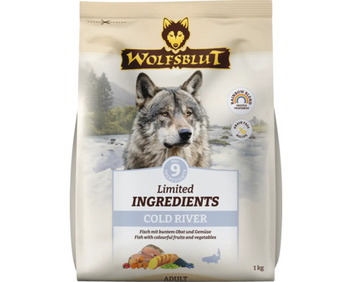 Wolfsblut Hundefutter Trockenfutter Cold River mit Fisch, Obst und Gemüse, 1 Kilogramm Beutel