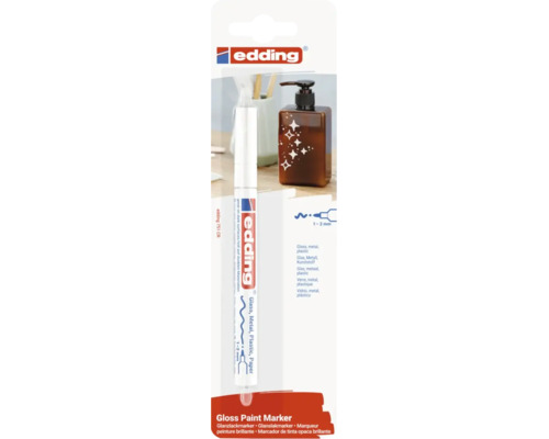 Edding 751 Glanzlackmarker für Glas, Metall und Kunststoff mit 1 bis 2 Millimeter Strichbreite in der Produktverpackung