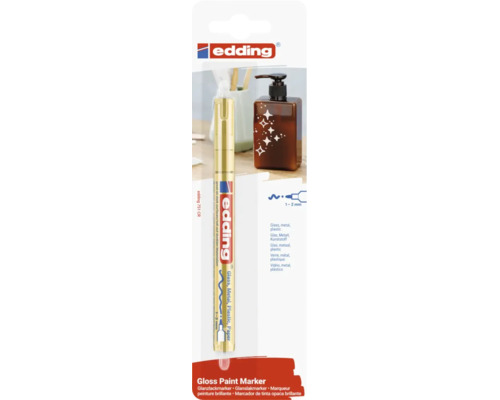 Edding 751 CR Glanzlackmarker gold Strichbreite 1 bis 2 Millimeter zur Beschriftung von Glas Metall Kunststoff und Papier