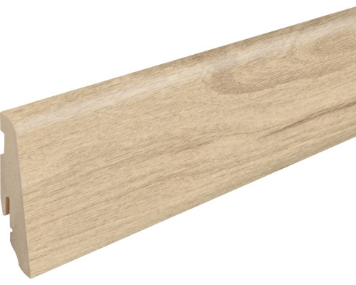 Fußleiste in Holzoptik mit Kabelkanal zur Wandmontage für Bodenbeläge