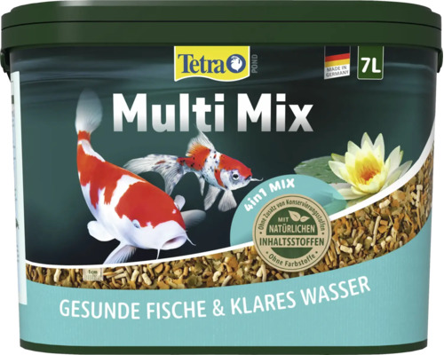 Tetra Pond Multi Mix Teichfischfutter im 7 Liter Eimer für gesunde Fische und klares Wasser.