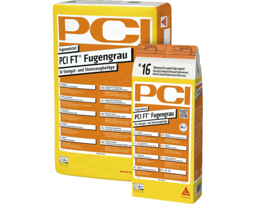 PCI FT Fugengrau Fugenmörtel für Steingut und Steinzeugbeläge im 5 Kilogramm Sack.