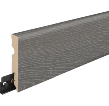 Sockelleiste mit Holzoptik Oberfläche und integriertem Befestigungsclip