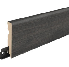 Sockelleiste mit Holzoptik und integriertem Montageclip