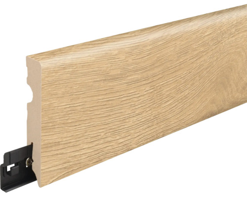 Sockelleiste mit Holzoptik und Befestigungsclip