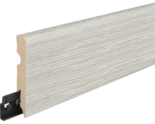 Sockelleiste mit Holzoptik und integriertem Befestigungsclip